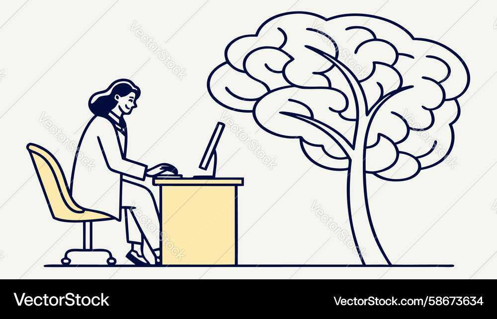 Creative thinking with brain and tree design Vector Image