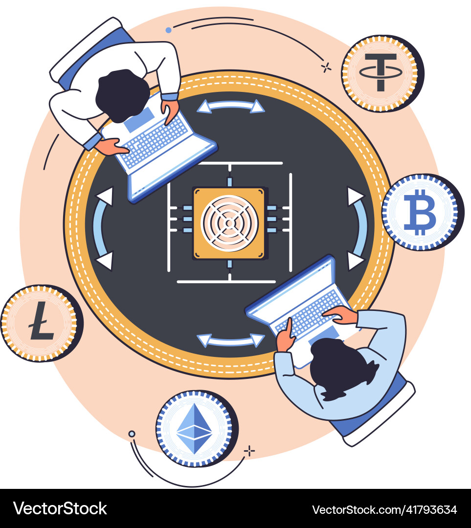 Cryptocurrency exchange platform and blockchain Cryptocurrency exchange platform and blockchain Vector Image