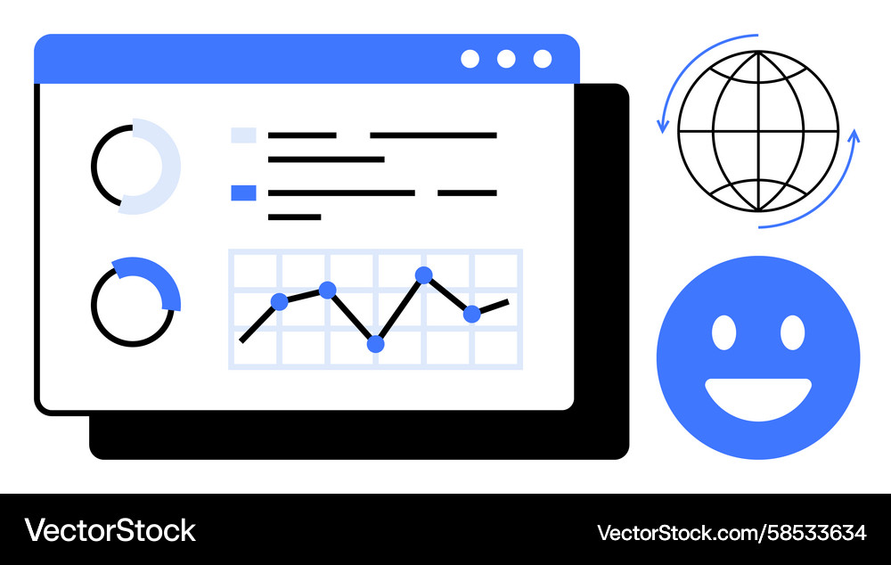 Data Analytics Dashboard with Charts Vector Image