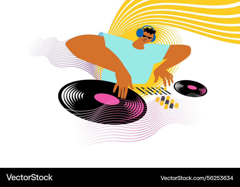 Dj Spinning Tunes Musik Party Plakat Dj Spinning Tunes Musik Party Plakat vektorbild