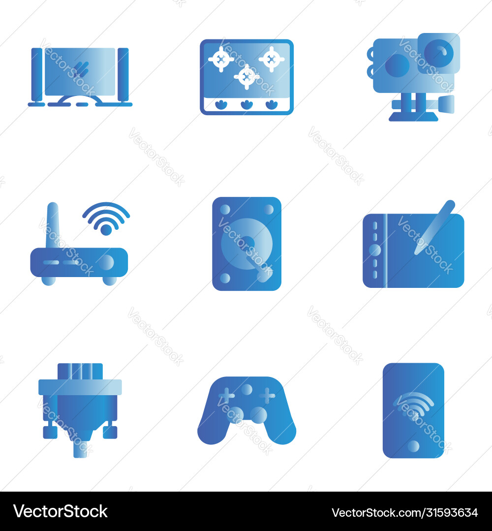 Electronic icon set include monitoraction Electronic icon set include monitoraction vector image