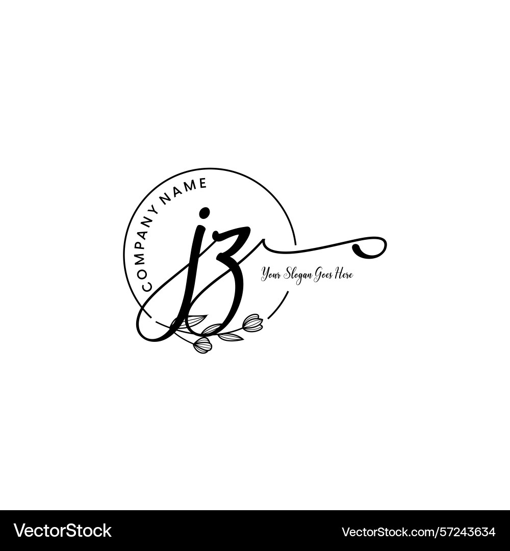 Elegant jz initial logo design with botanical Vector Image