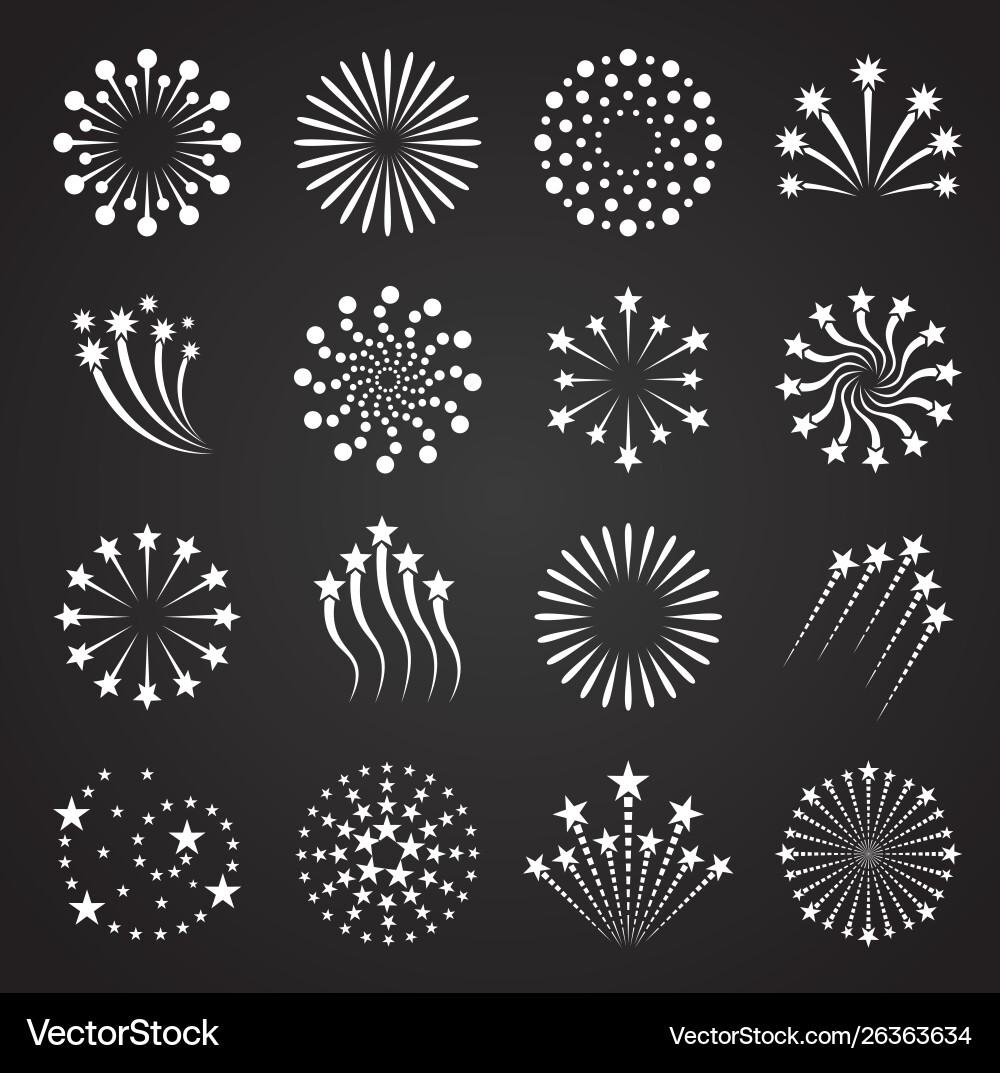 Firework related icons set on background Firework related icons set on background vector image