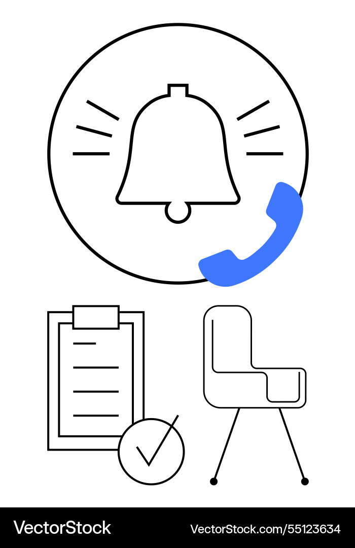 Notification alert with phone call task checklist Notification alert with phone call task checklist vector image