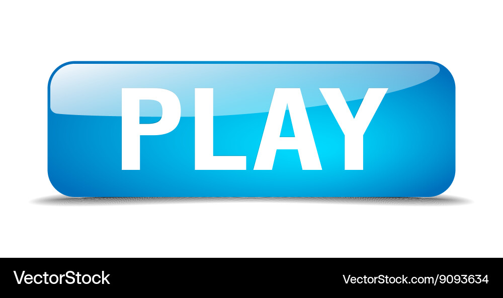 Play blue square 3d realistic isolated web button Vector Image