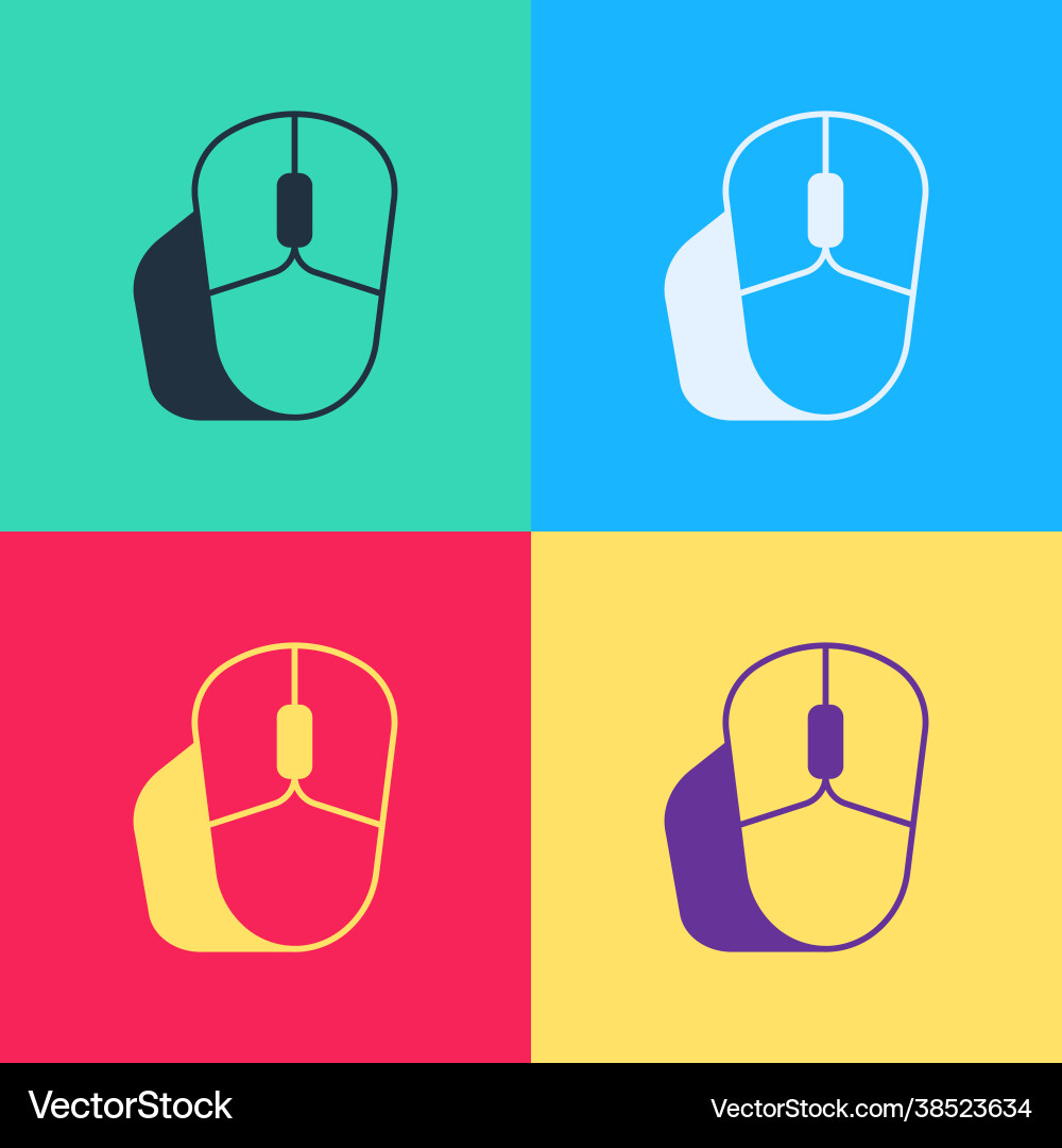 Pop art computer mouse icon isolated on color Vector Image