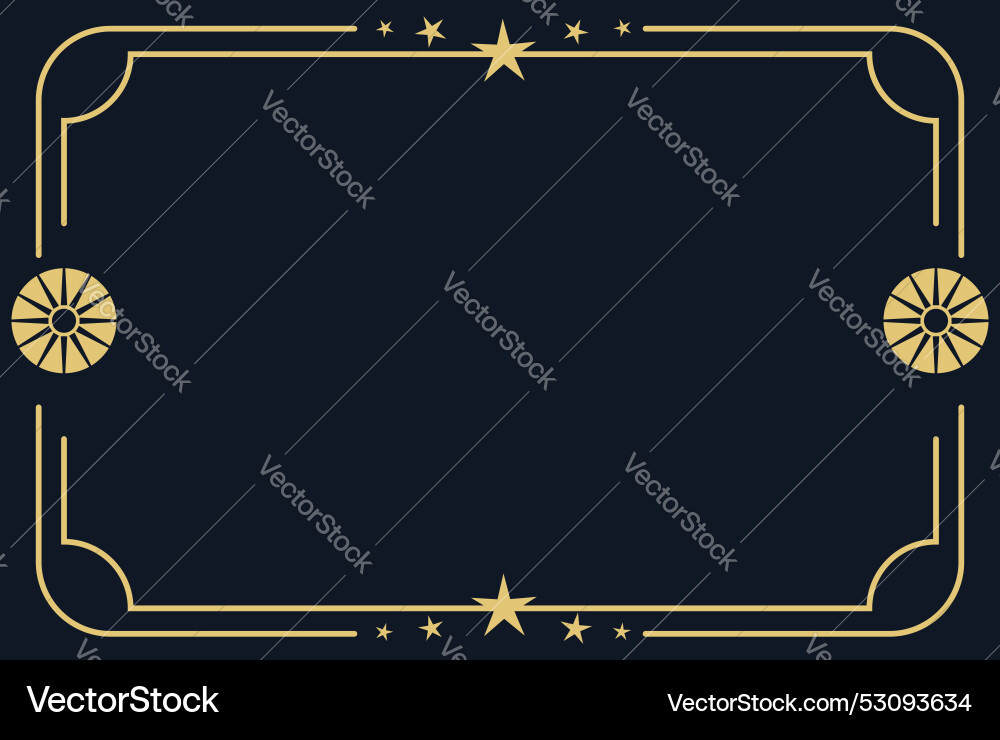 Rectangular golden boho frame Rectangular golden boho frame vector image
