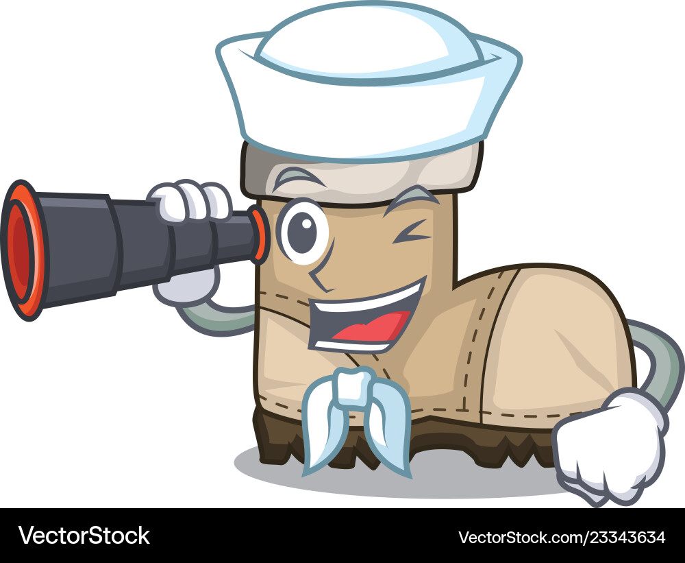 Sailor with binocular working boot above Sailor with binocular working boot above Vector Image