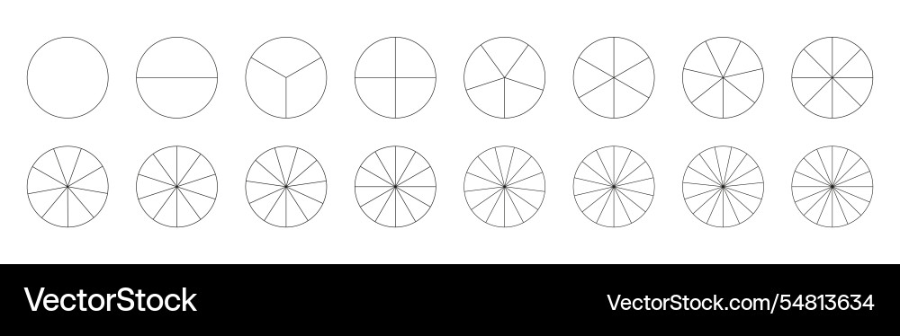 Segmented charts pizza chart template set of pie Vector Image