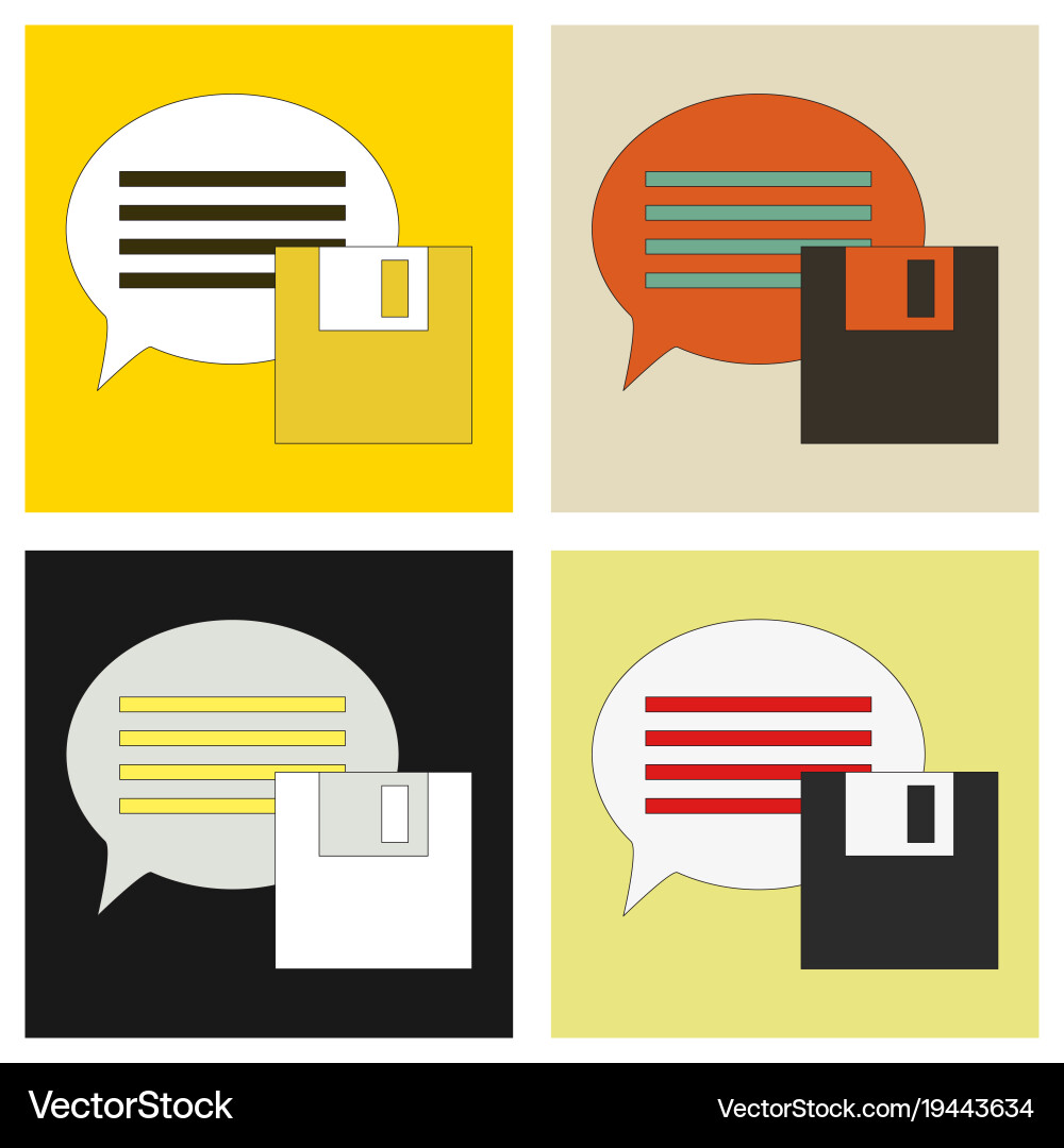 Set of flat text message icon speech bubble vector image