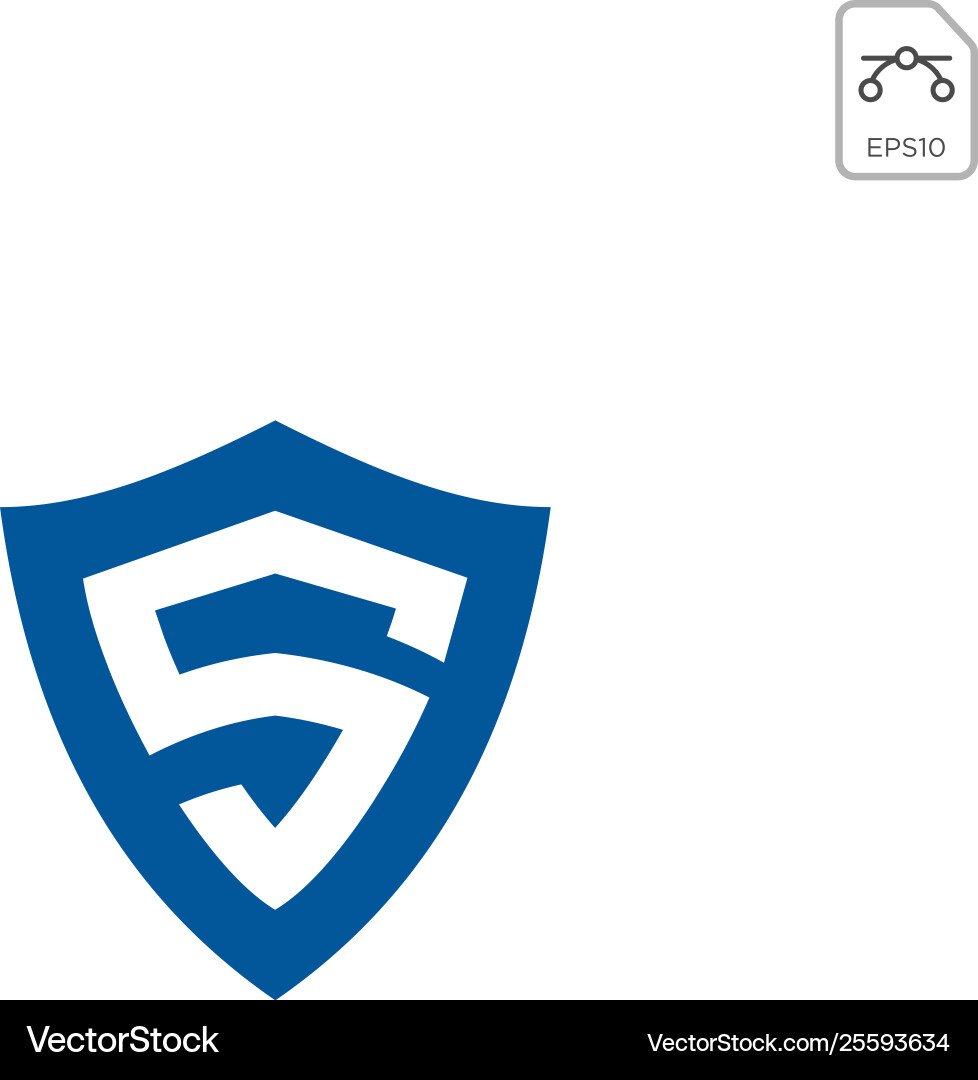 Shield secure safe with initial s logo design vector image