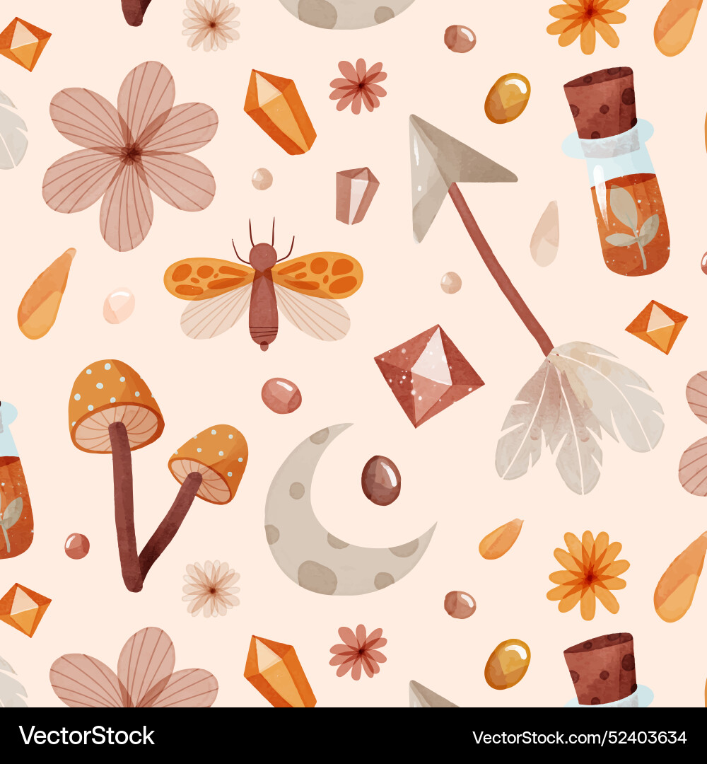 Watercolor boho pattern design Royalty Free Vector Image