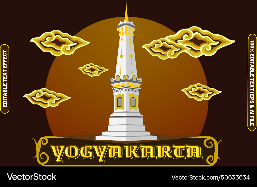 Yogyakarta editable text effect javanese style Yogyakarta editable text effect javanese style vector image