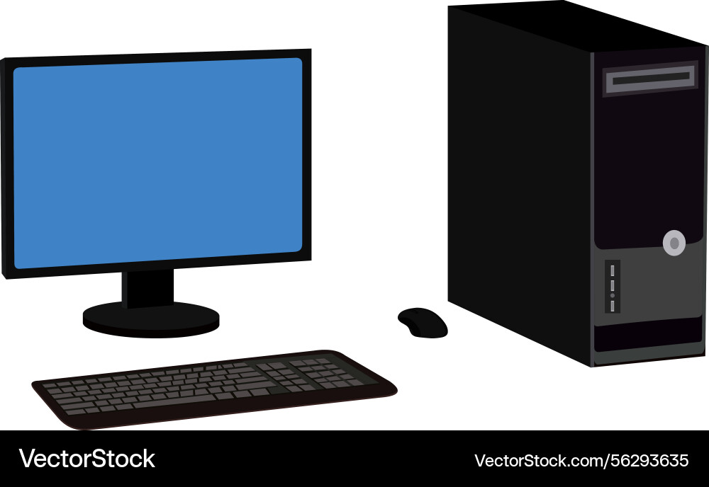 An lcd monitor and computer An lcd monitor and computer vector image