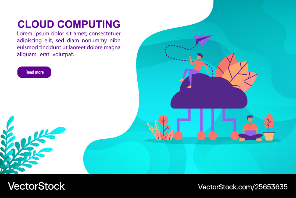 Cloud computing concept with character template Cloud computing concept with character template vector image