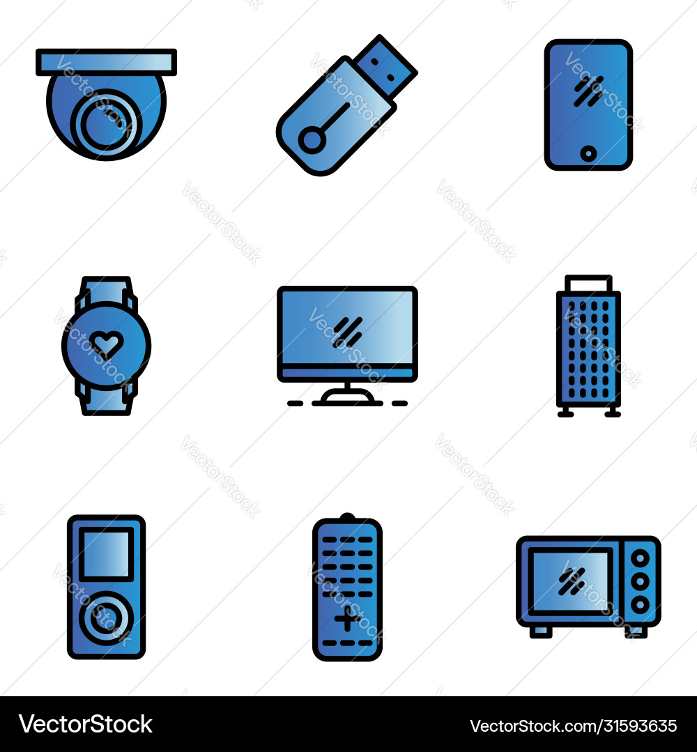 Electronic icon set include monitoraction Electronic icon set include monitoraction vector image
