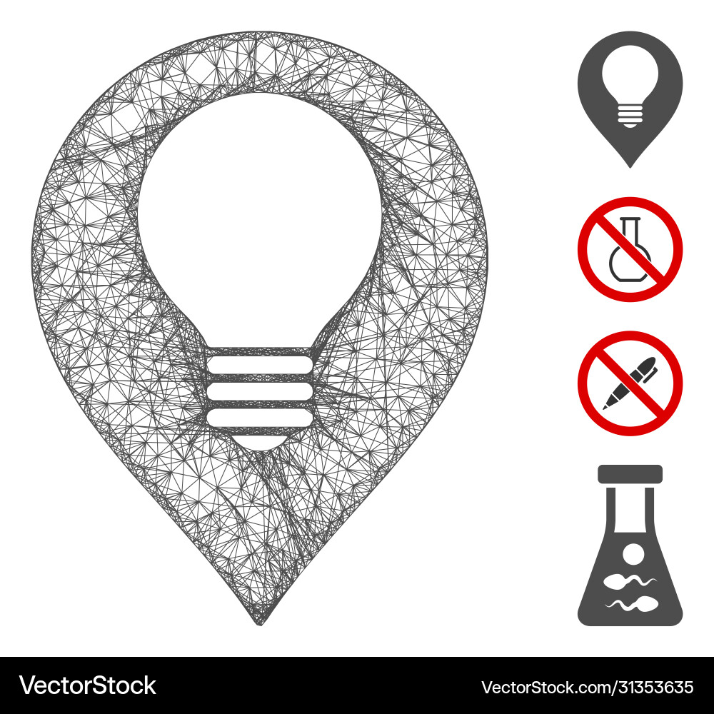 Lamp bulb marker web mesh Lamp bulb marker web mesh vector image