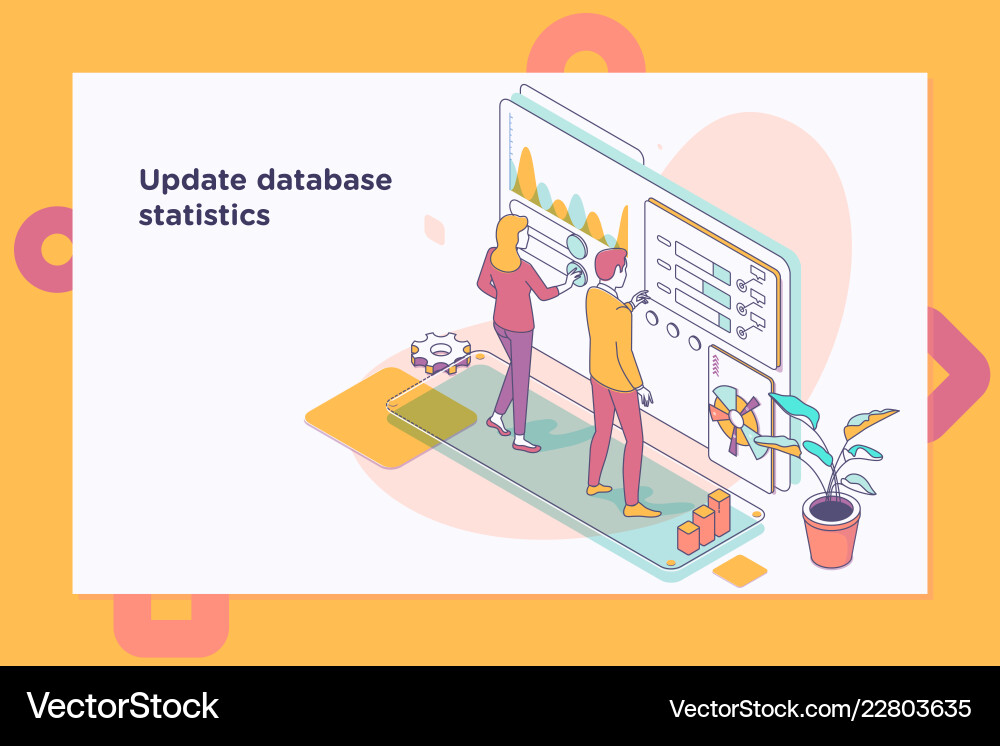 Landing page template of charts and analyzing Landing page template of charts and analyzing vector image