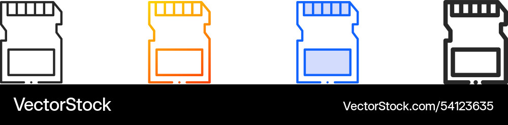Memory card iconthin linear gradient blue stroke vector image