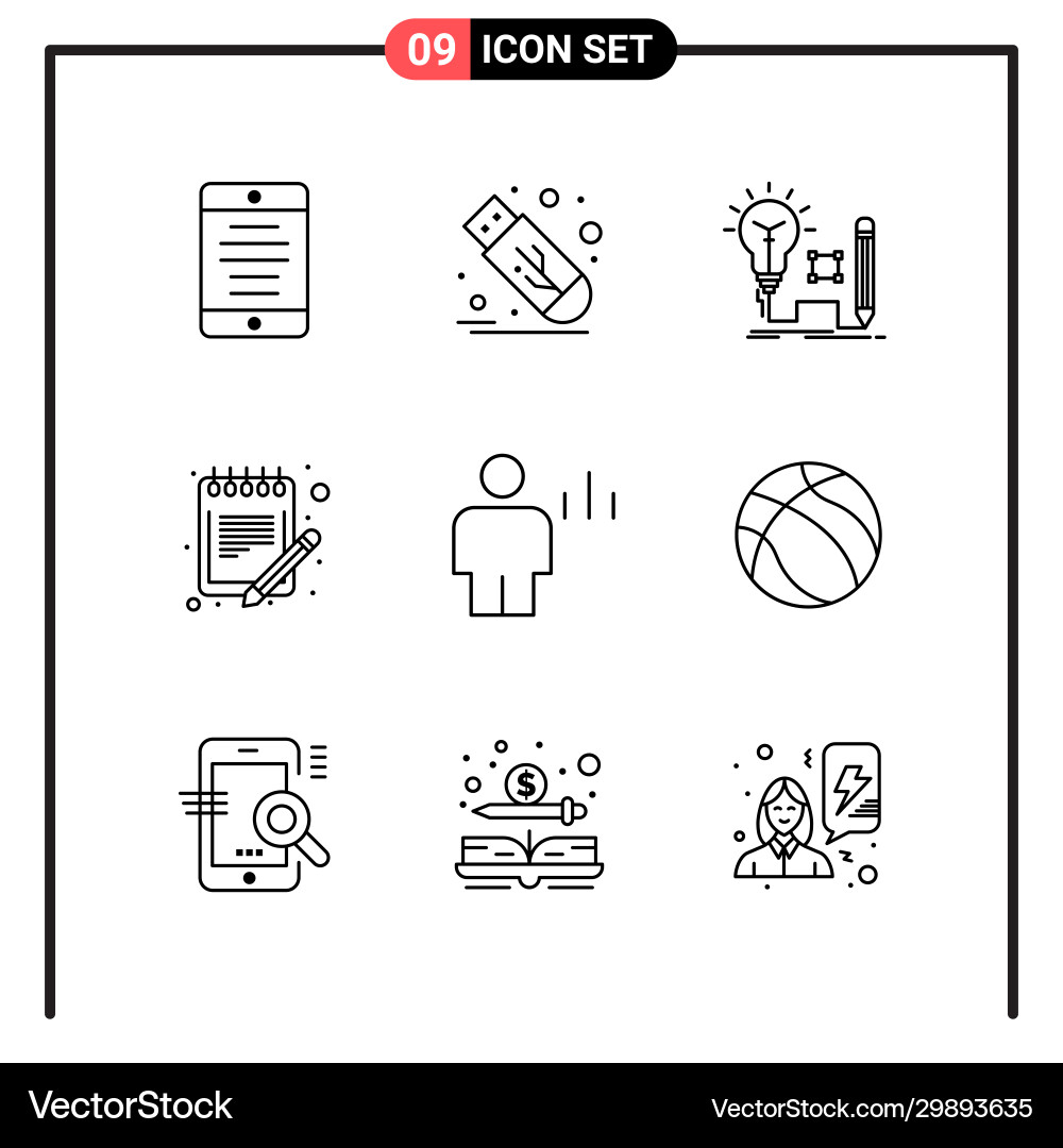 Set 9 line style icons for web and mobile Vector Image
