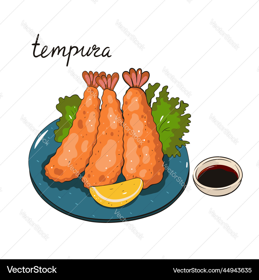 Tempura Garnelen isoliert auf weißem Hintergrund Tempura Garnelen isoliert auf weißem Hintergrund vektorbild