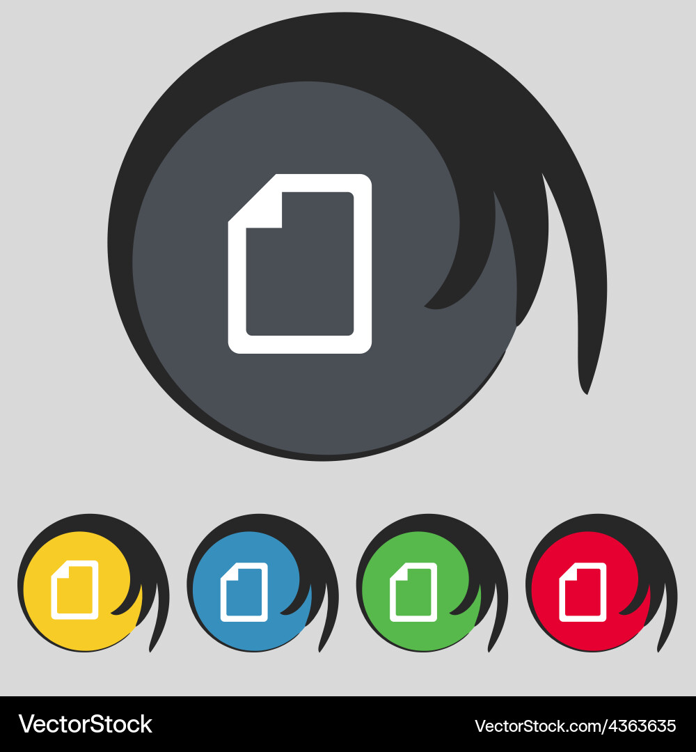 Text file icon sign symbol on five colored buttons Vector Image