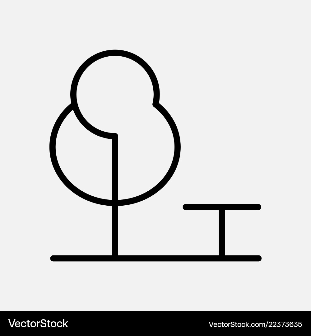 Tree and bench line icons Tree and bench line icons vector image