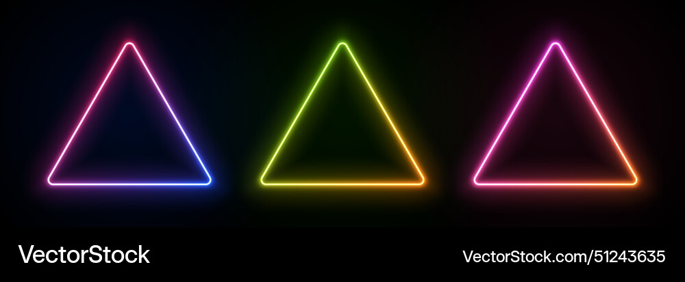 Triangle with neon light led glow of geometric vector image