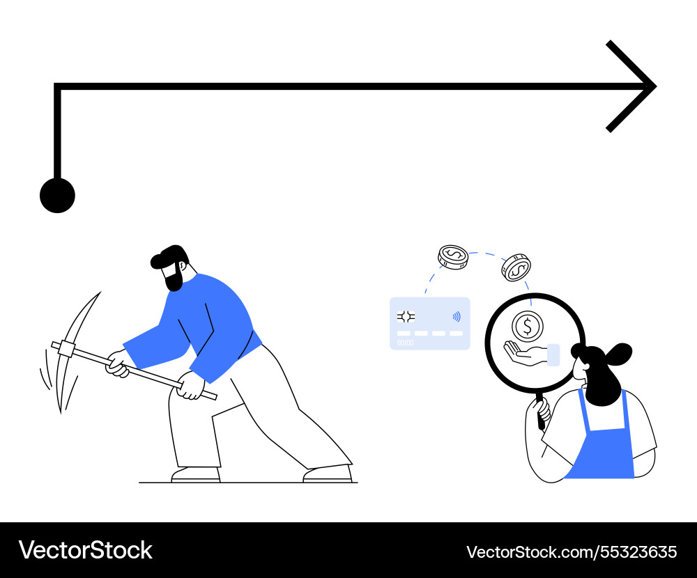 Visualizing cryptocurrency mining and transaction Vector Image