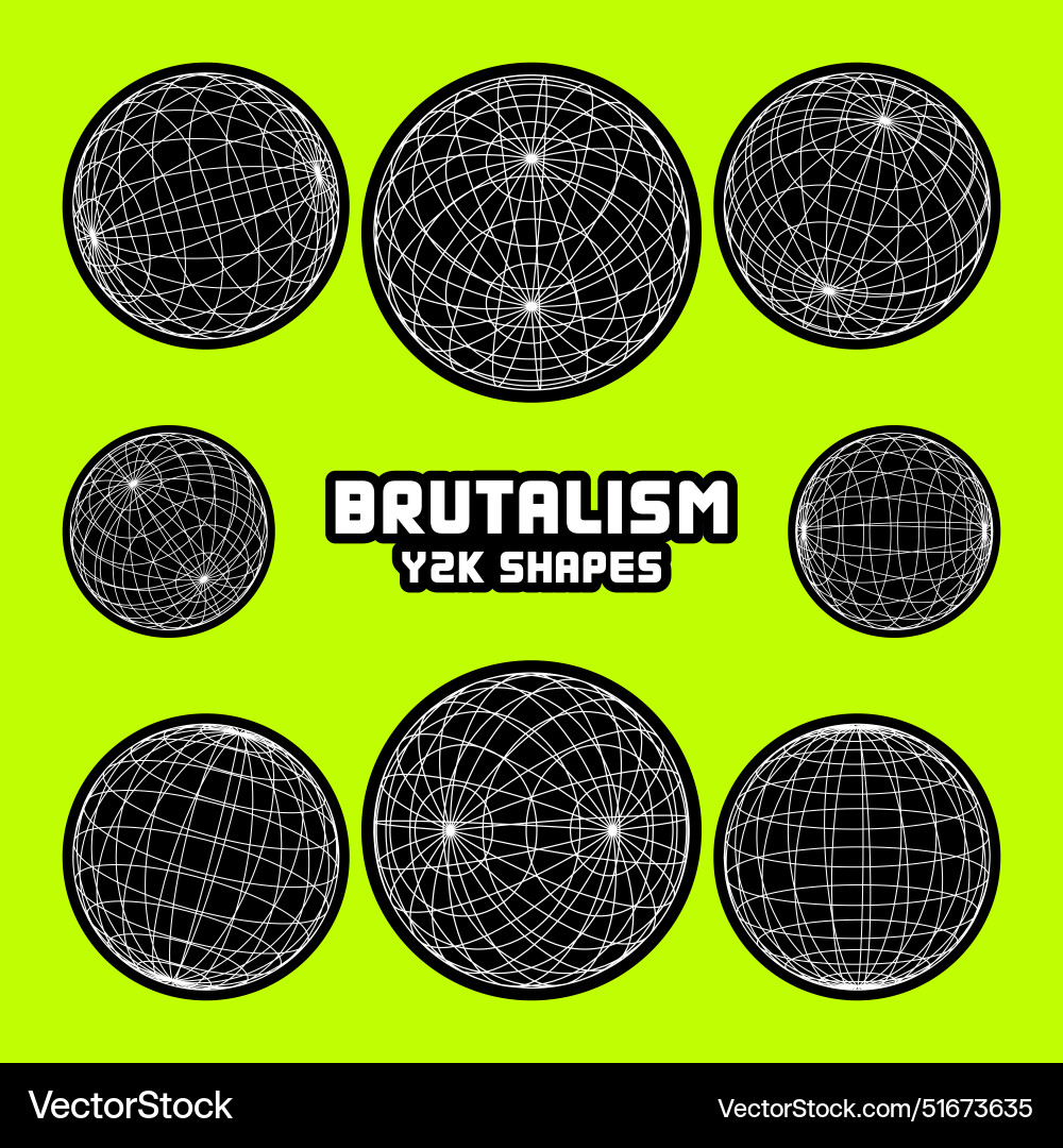 Wireframe shapes lined sphere perspective mesh Wireframe shapes lined sphere perspective mesh vector image