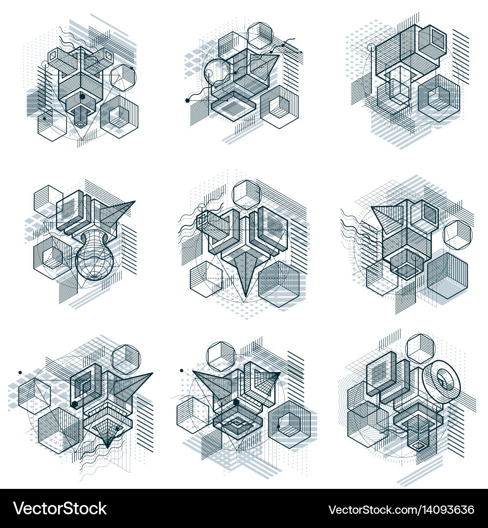 Backgrounds with abstract isometric lines vector image