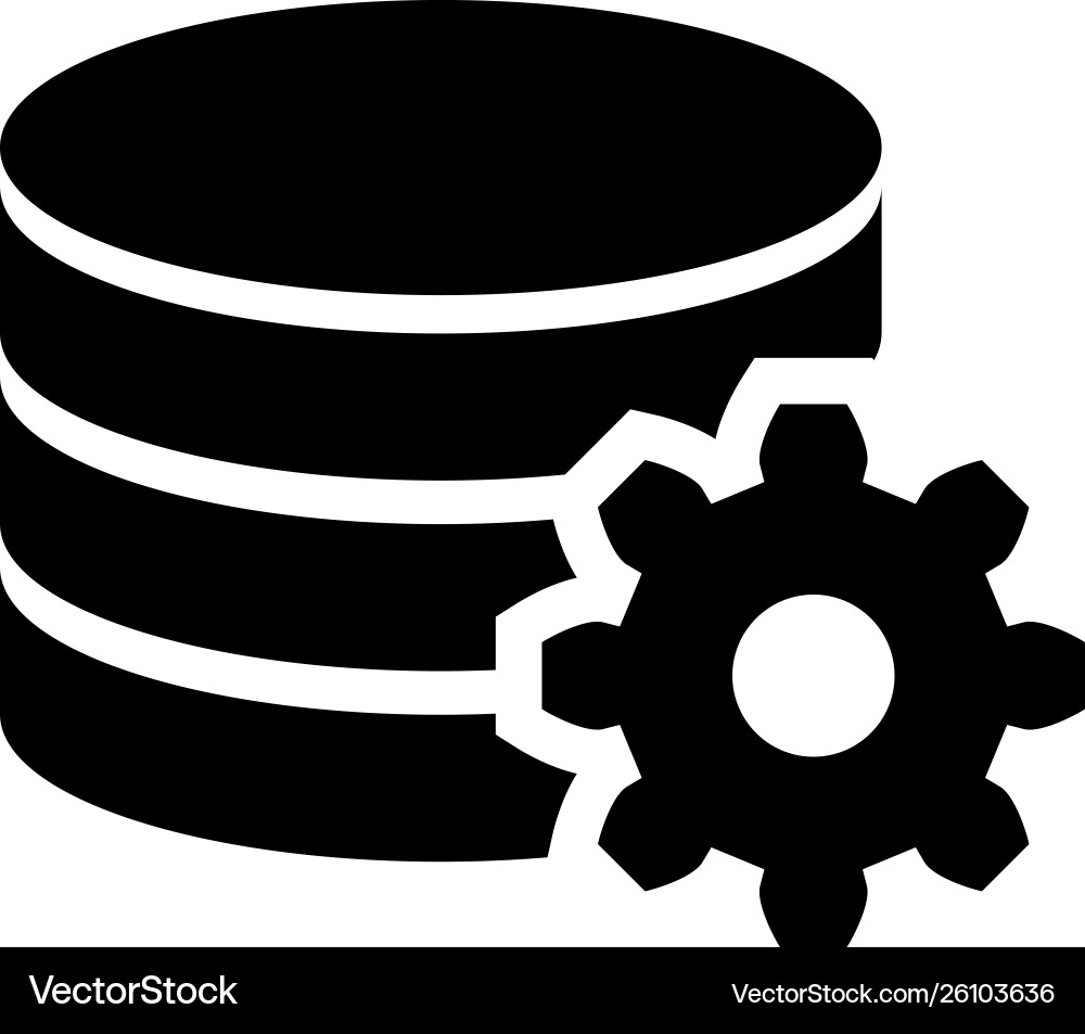 Black setting database server icon isolated Black setting database server icon isolated Vector Image
