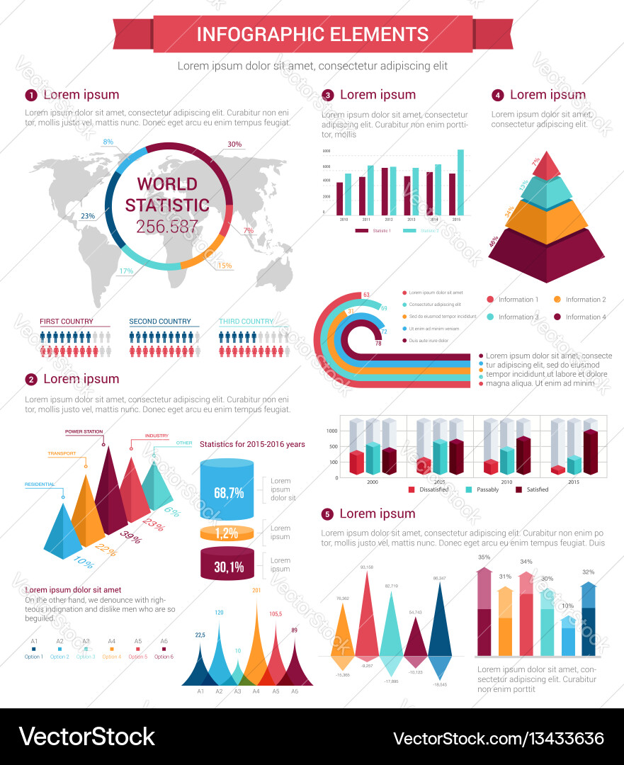 Business Presentation Elements - Charts & Data vector image