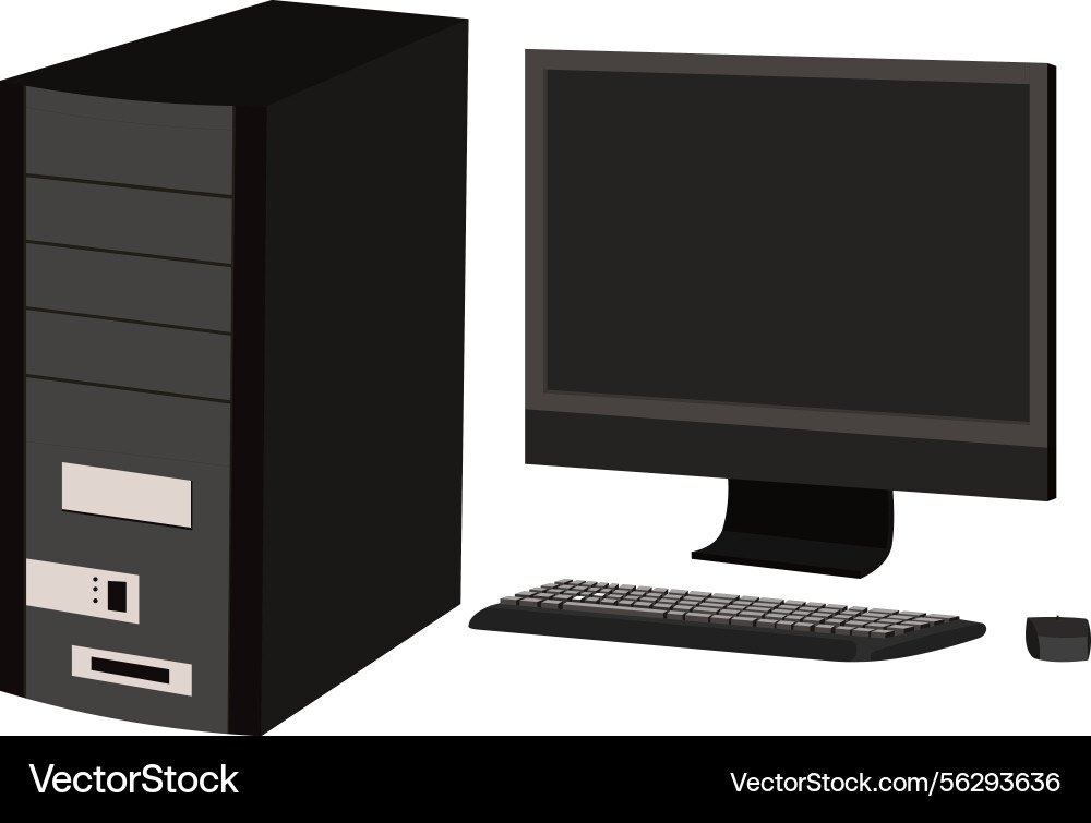 Desktop computer setup with monitor keyboard Desktop computer setup with monitor keyboard vector image