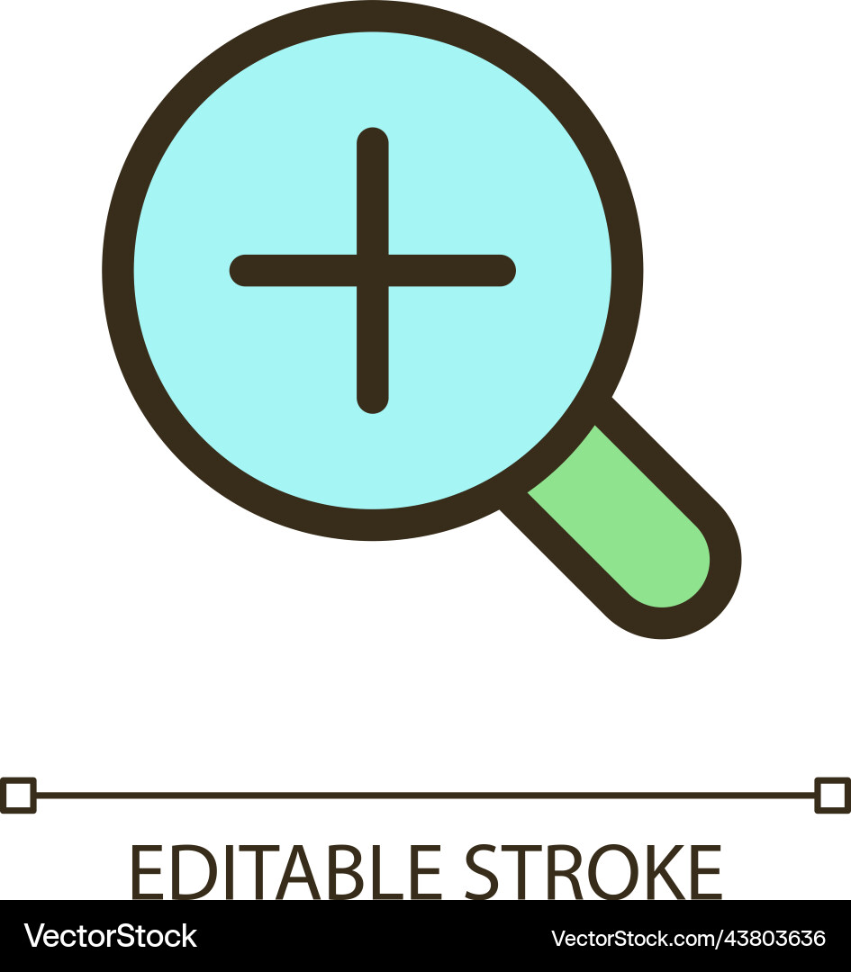Magnifier and plus pixel perfect rgb color ui icon vector image
