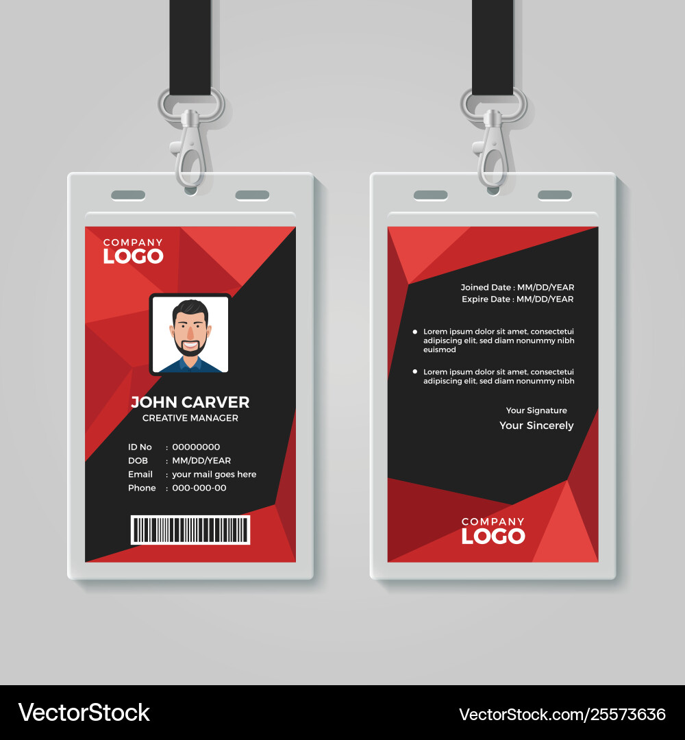 Red polygon identity card template Red polygon identity card template vector image