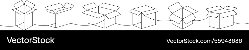 Square boxes one line continuous drawing package Square boxes one line continuous drawing package vector image
