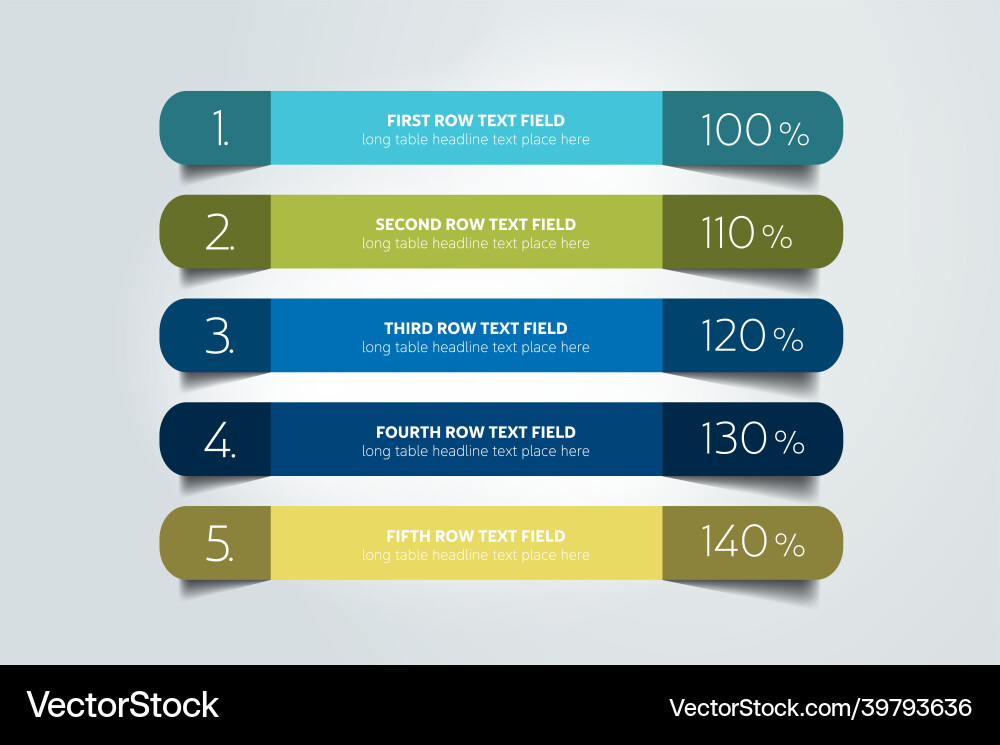 Table chart schedule design template with 5 row Table chart schedule design template with 5 row vector image