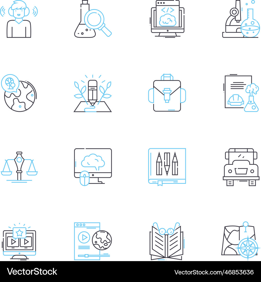 Technologically advanced school linear icons set Vector Image
