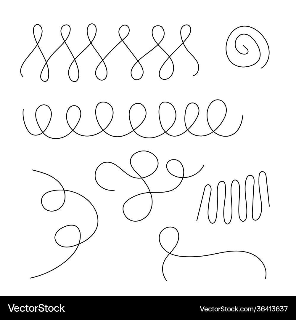 Abstract thin curly lines in random order vector image