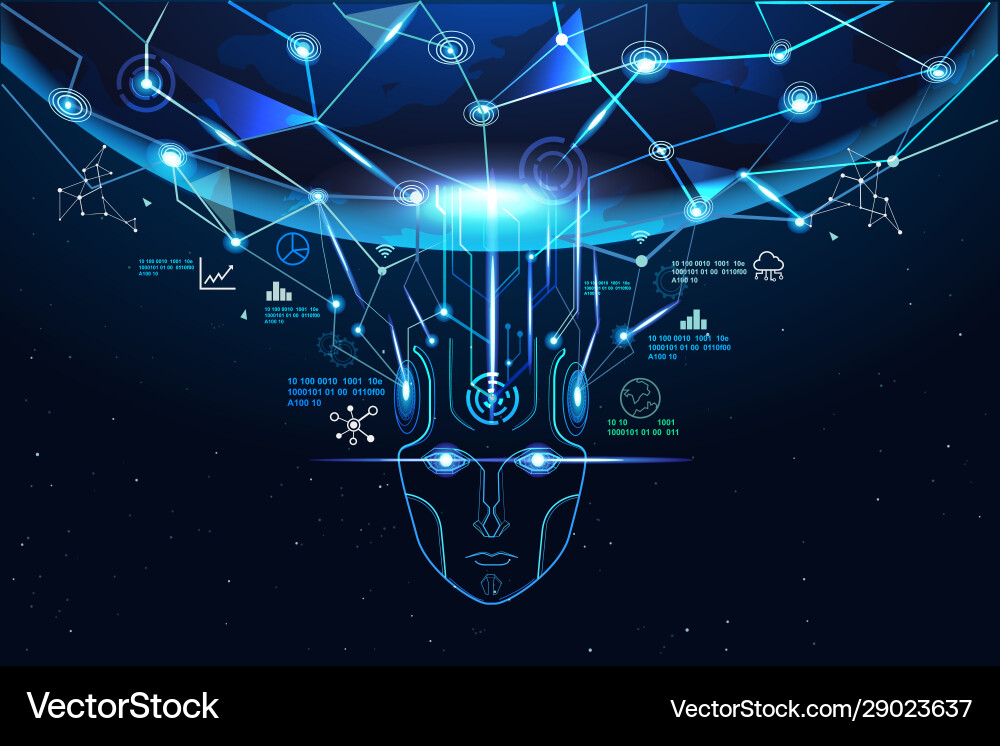 AI Network & Big Data Connection Vector Image