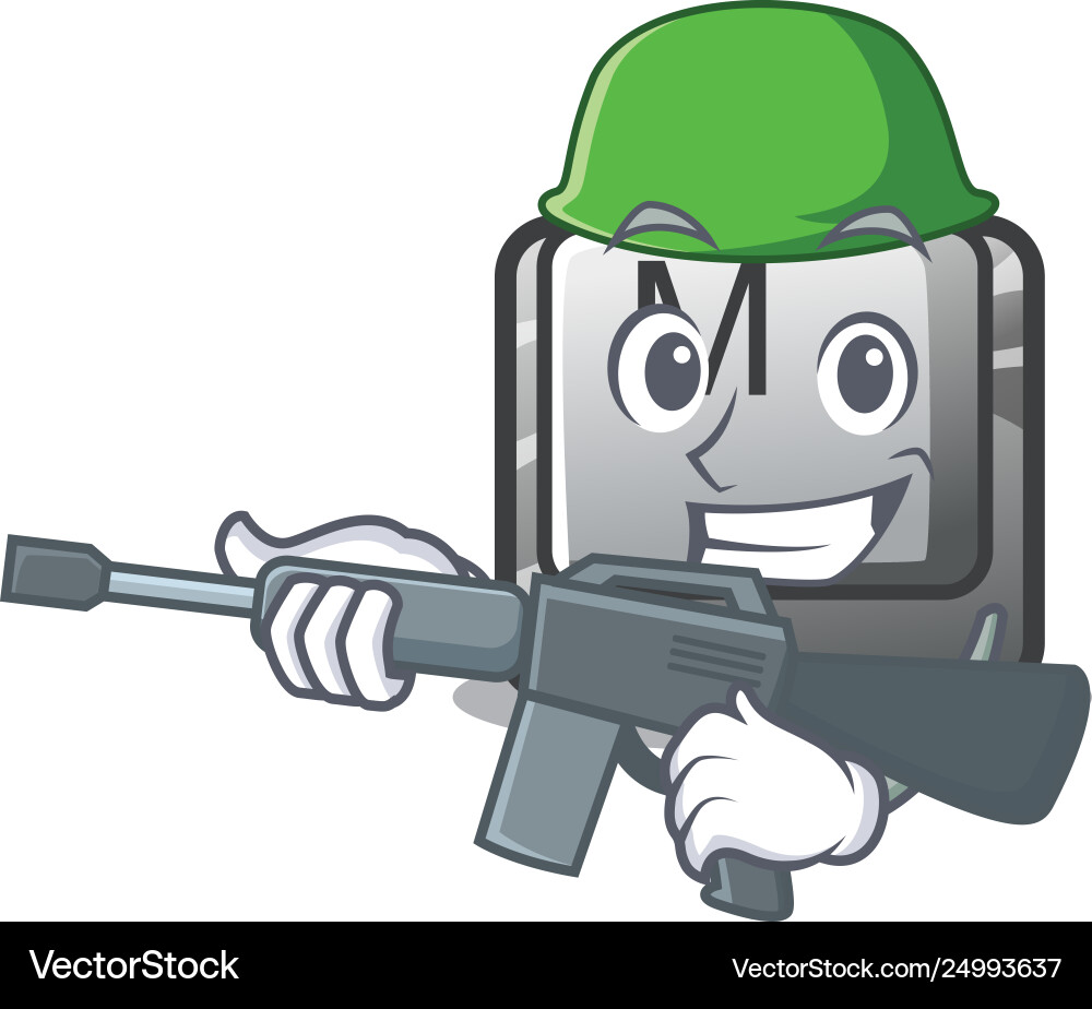 Army button m on a keyboard mascot vector image