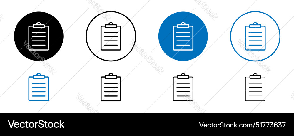 Clipboard icon set black filled and outlined style