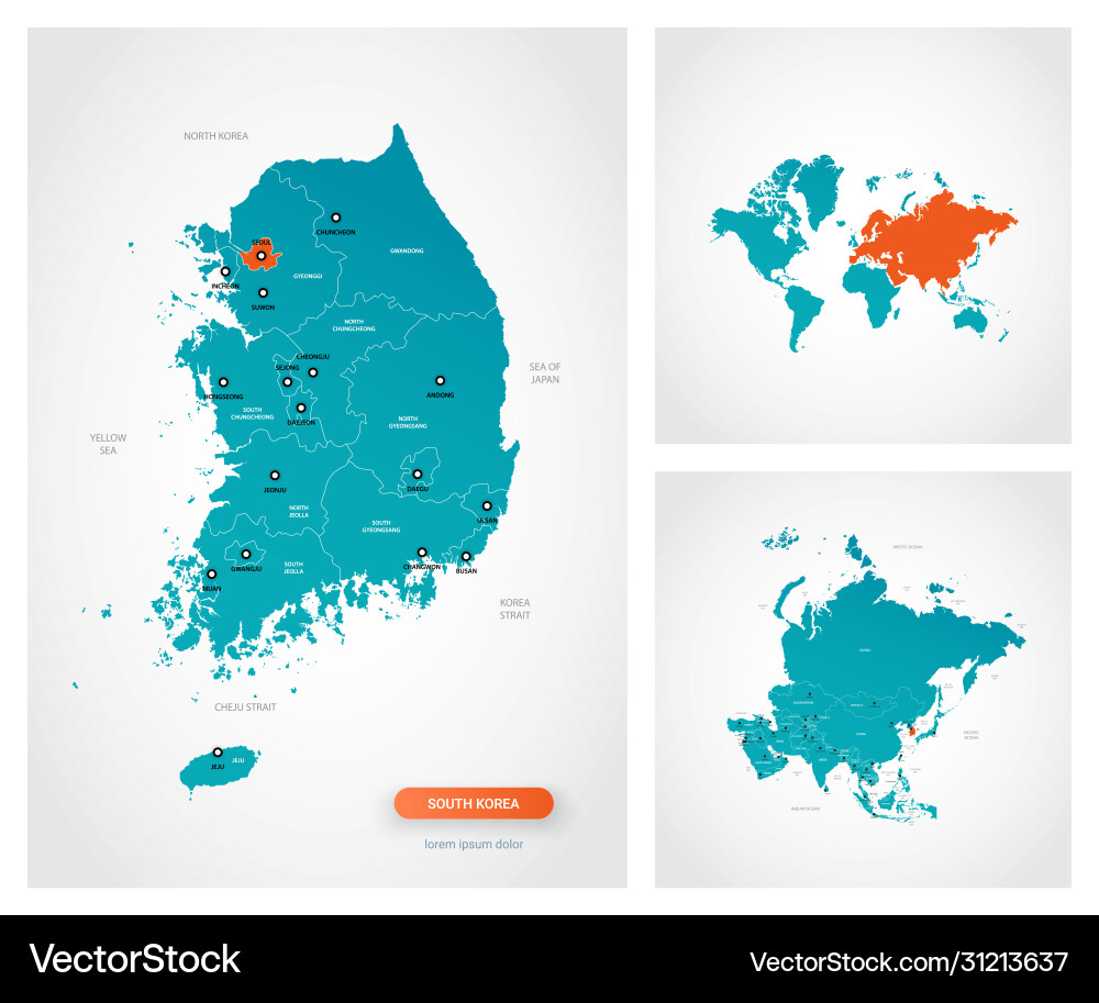 Editable template map south korea Royalty Free Vector Image