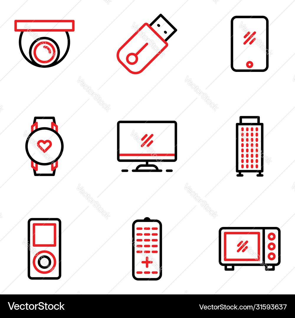 Electronic icon set include monitoraction vector image