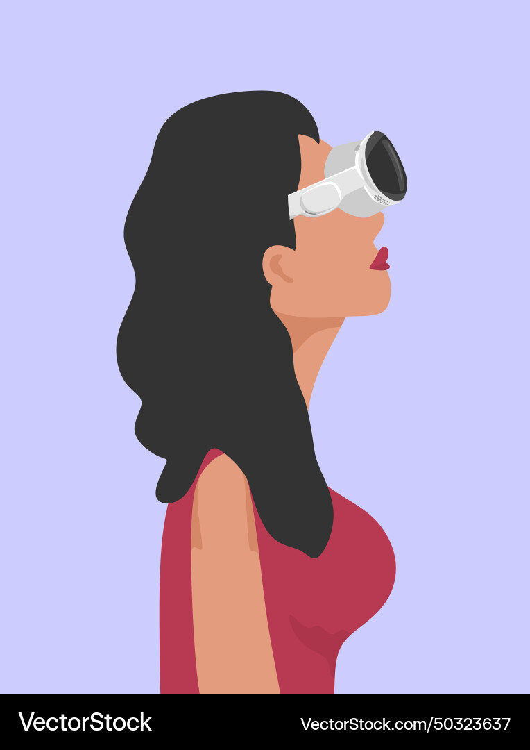 Girl using spatial computing device Vector Image