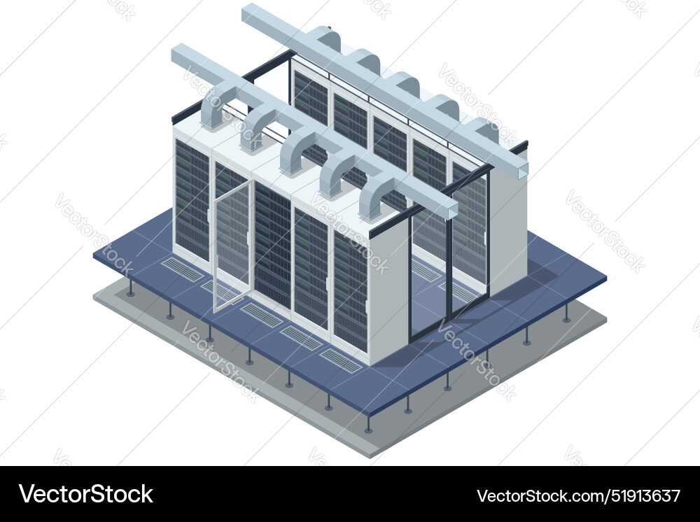 Isometric network computing technologies digital Isometric network computing technologies digital vector image