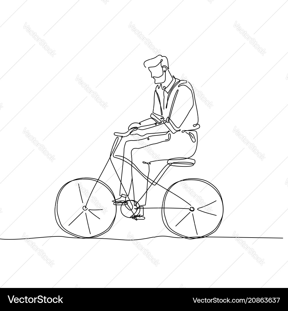 Man riding a bicycle - one continuous line design Man riding a bicycle - one continuous line design vector image