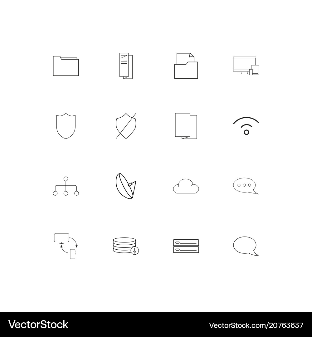 Network and database linear thin icons set vector image