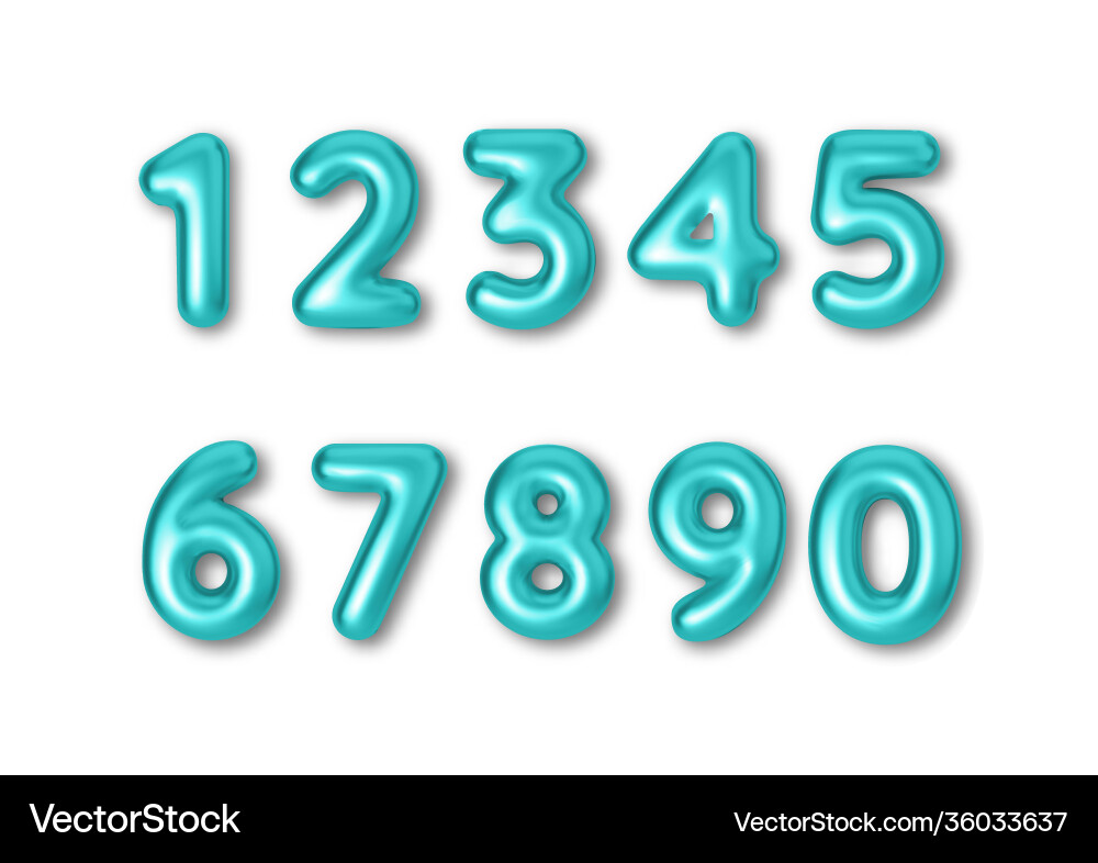 Realistic 3d font color blue numbers number Realistic 3d font color blue numbers number Vector Image